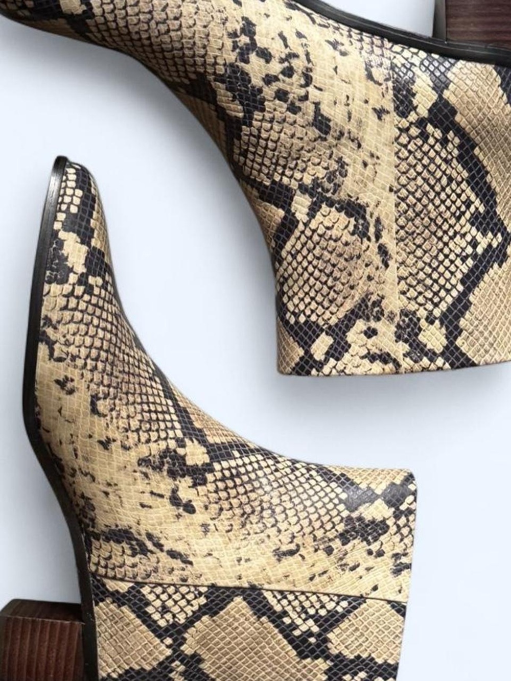 Madewell Snake-Print Ankle Boots in Taupe and Black